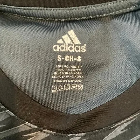 Adidas Black Gray White Long Sleeve Performance Tee Small - Picture 4 of 4